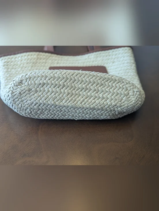 LOFT Straw Tote with Brown Leather Trim - Picture 8 of 11
